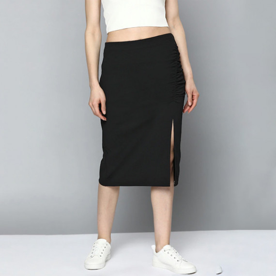 https://newfitz.com/products/women-black-pure-cotton-solid-ruched-straight-skirt